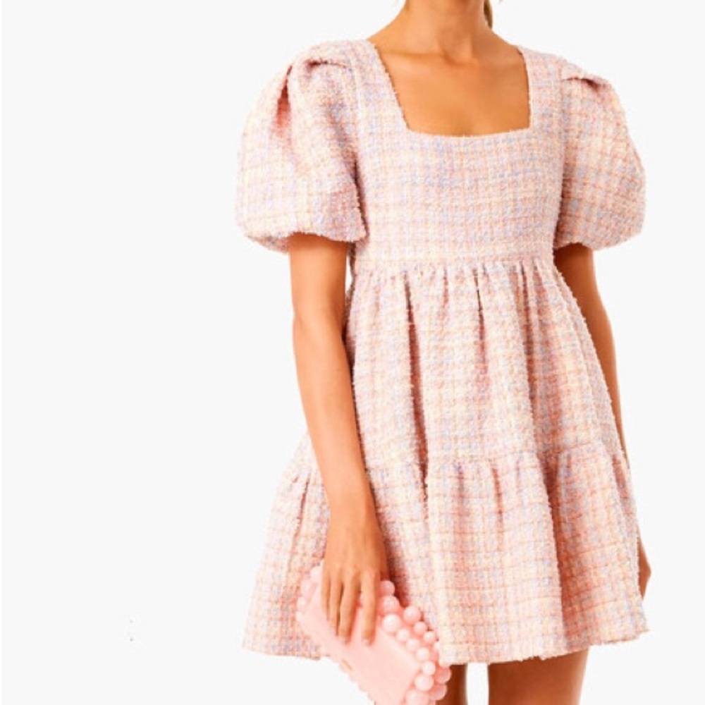 Hyacinth House x Tuckernuck Pink Tweed Nora Mini Dress